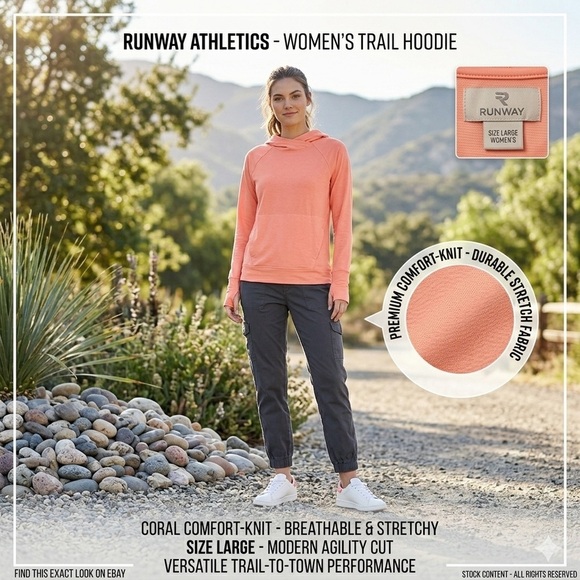 Runway Tops - Runway Peach Hoodie pocket thumb holes size large